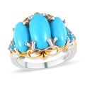 AMERICAN Natural Sleeping Beauty Turquoise and Malgache Neon Apatite Ring in Vermeil YG and Platinum Over Sterling Silver (Size 10.0) 4.65 ctw - Sticky add to cart bar