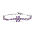Amethyst Flower Bracelet in Stainless Steel (6.50 In) 7.65 ctw - Sticky add to cart bar
