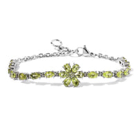 Amethyst Flower Bracelet in Stainless Steel (6.50 In) 7.65 ctw