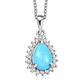 Sleeping Beauty Turquoise and White Zircon 1.00 ctw Pendant without Chain in Platinum Over Sterling Silver - Sticky add to cart bar