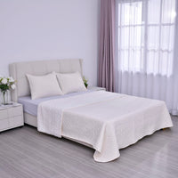 HOMESMART Beige Solid Sherpa and Microfiiber Quilt (Queen, 88"x92") and Set of 2 Shams (20"x26")