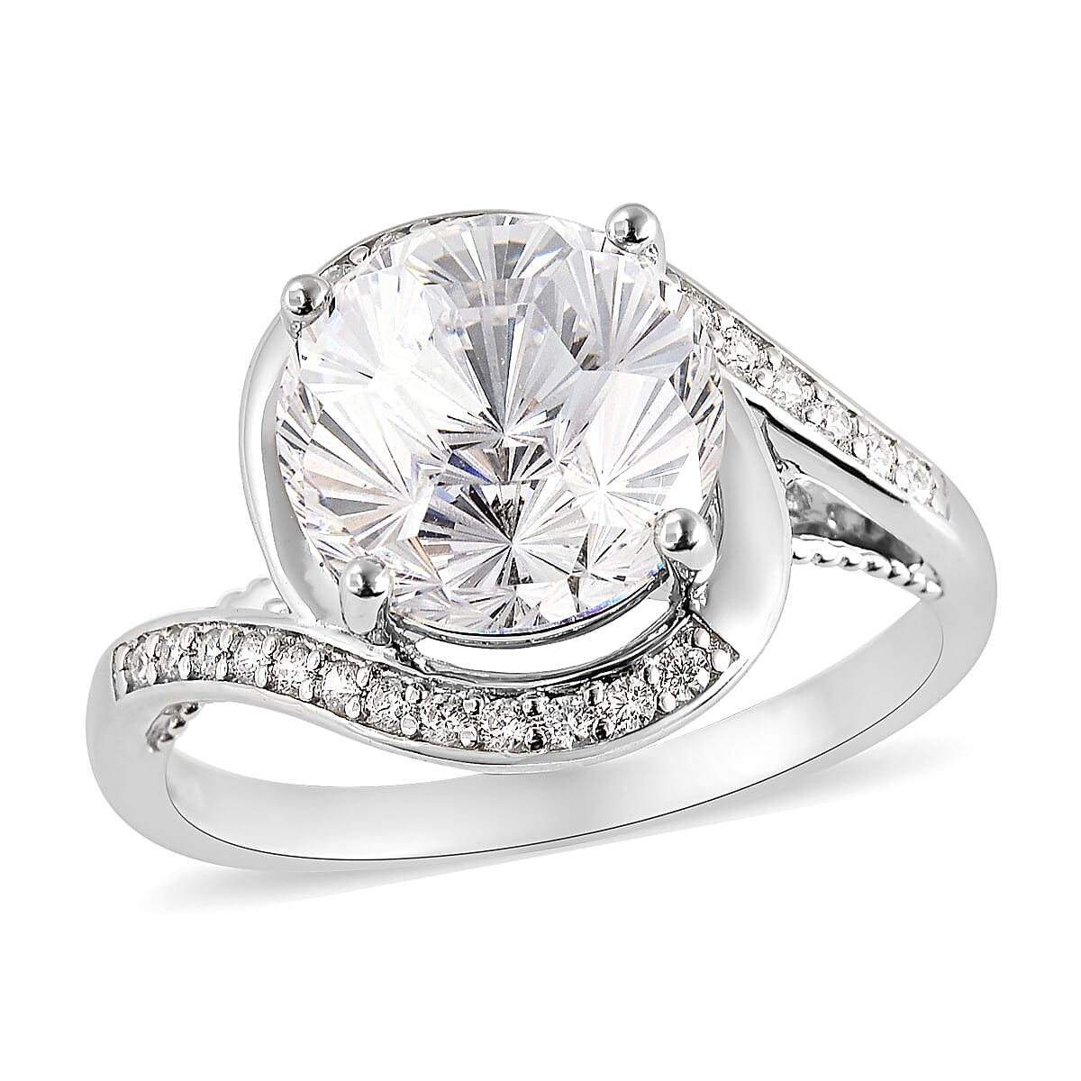 LUSTRO STELLA Finest CZ Ring in Sterling Silver 9.75 ctw