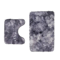 TLV HOMESMART Set of 2 Gray Rectangular and U Shape Anti-Skid Dots Gradient Plush Mat (19.68"x31.49") and (19.68"x15.74")