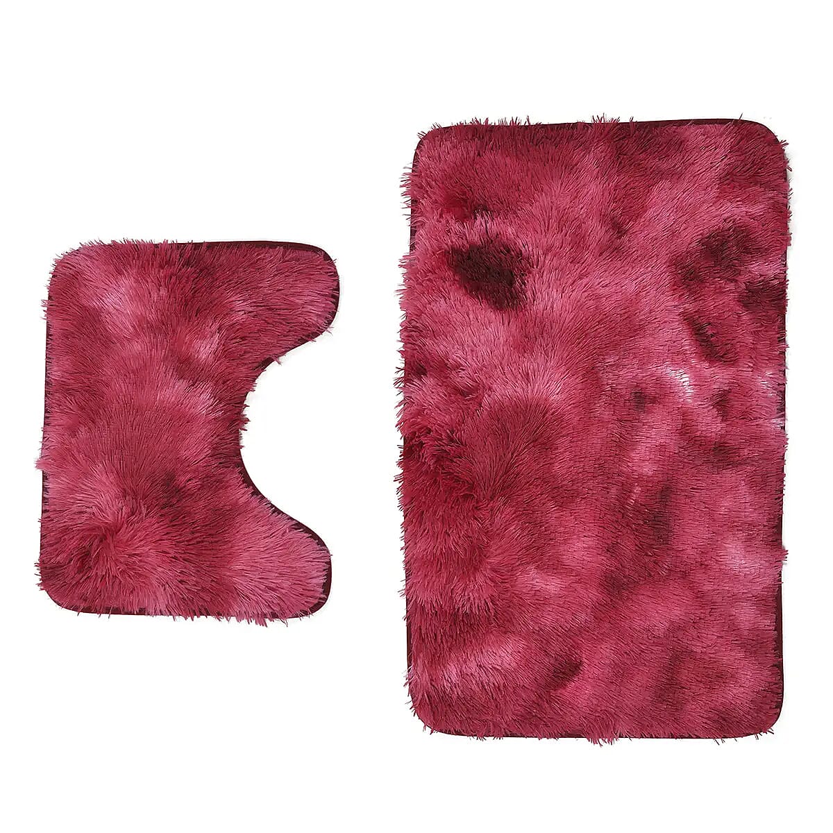 TLV HOMESMART Set of 2 Gray Rectangular and U Shape Anti-Skid Dots Gradient Plush Mat (19.68"x31.49") and (19.68"x15.74")