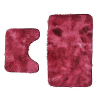 TLV HOMESMART Set of 2 Gray Rectangular and U Shape Anti-Skid Dots Gradient Plush Mat (19.68"x31.49") and (19.68"x15.74")