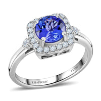 Certified & Appraised Rhapsody 950 Platinum AAAA Tanzanite and E-F VS Diamond Ring 5.70 Grams 1.80 ctw