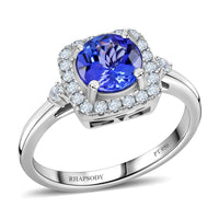 Certified & Appraised Rhapsody 950 Platinum AAAA Tanzanite and E-F VS Diamond Ring (Size 7.0) 5.70 Grams 1.80 ctw
