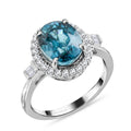 RHAPSODY 950 Platinum AAAA Ratanakiri Blue Zircon and Diamond E-F VS Ring 5.80 Grams 5.70 ctw - Sticky add to cart bar