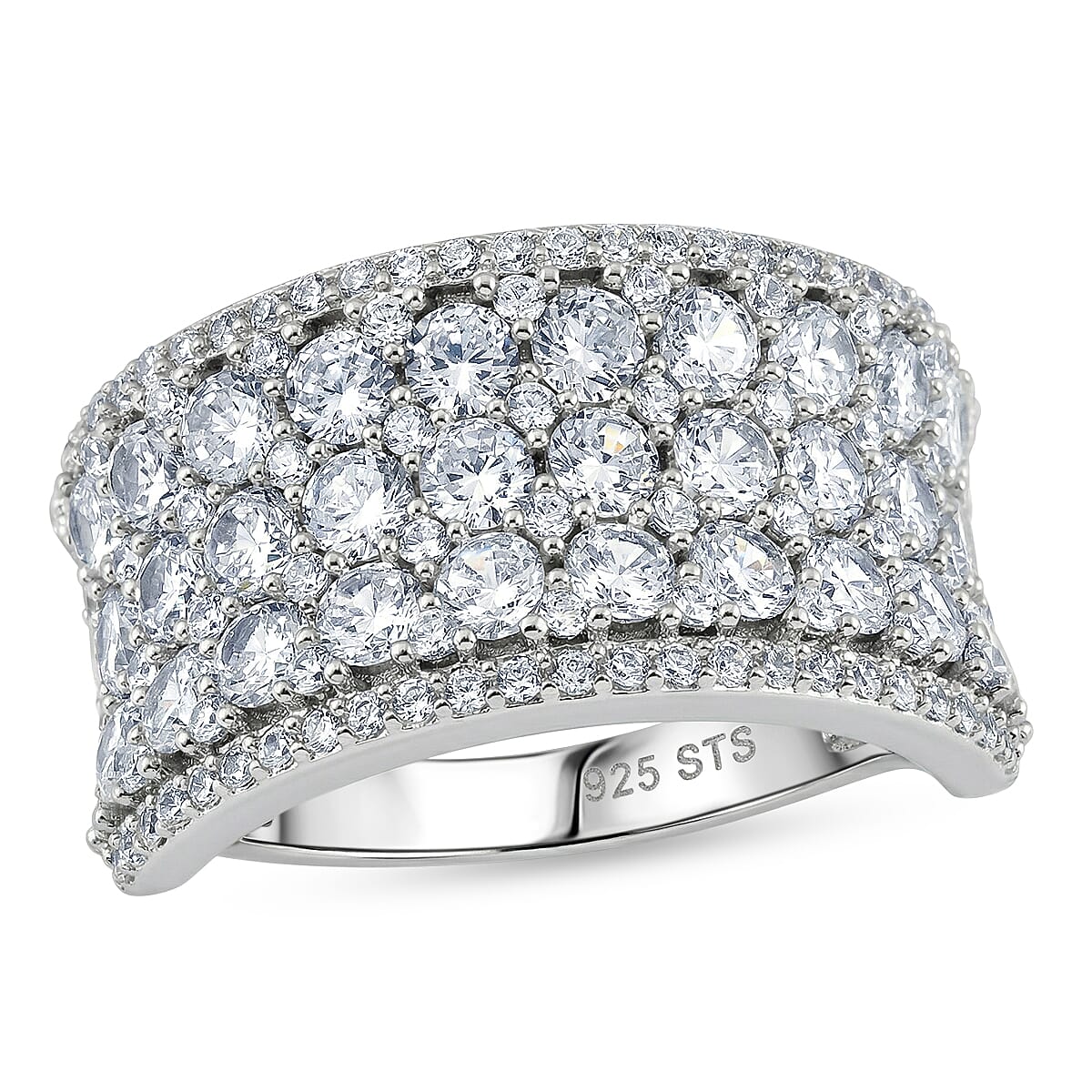 Simulated Diamond 3.70 ctw Ring in Platinum Over Sterling Silver (Size 6.5)