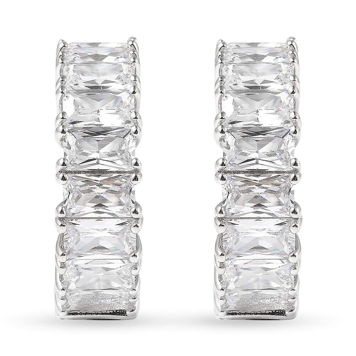 LUSTRO STELLA Finest CZ Inside Out Hoop Earrings in Sterling Silver 7.50 ctw