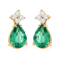 ILIANA AAA Kagem Zambian Emerald and Diamond G-H SI Earrings in 18K Yellow Gold 1.40 ctw
