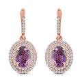 Appraised Iliana 18K Rose Gold AAA Purple Sapphire and G-H SI Diamond Double Halo Dangle Earrings 2.40 ctw - Sticky add to cart bar