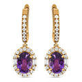 Appraised Iliana 18K Rose Gold AAA Purple Sapphire and G-H SI Diamond Halo Dangle Earrings 2.25 ctw - Sticky add to cart bar