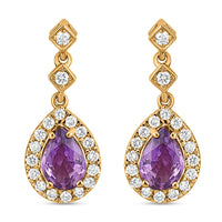 ILIANA 18K Rose Gold AAA Purple Sapphire, Diamond (G-H, SI) (0.40 cts) Earrings (3.22 g) 2.00 ctw