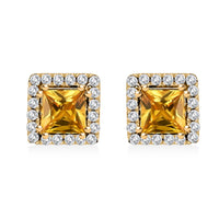 ILIANA 2.00 ctw AAA Yellow Sapphire and Diamond G-H SI Stud Earrings in 18K Yellow Gold 2.80 Grams