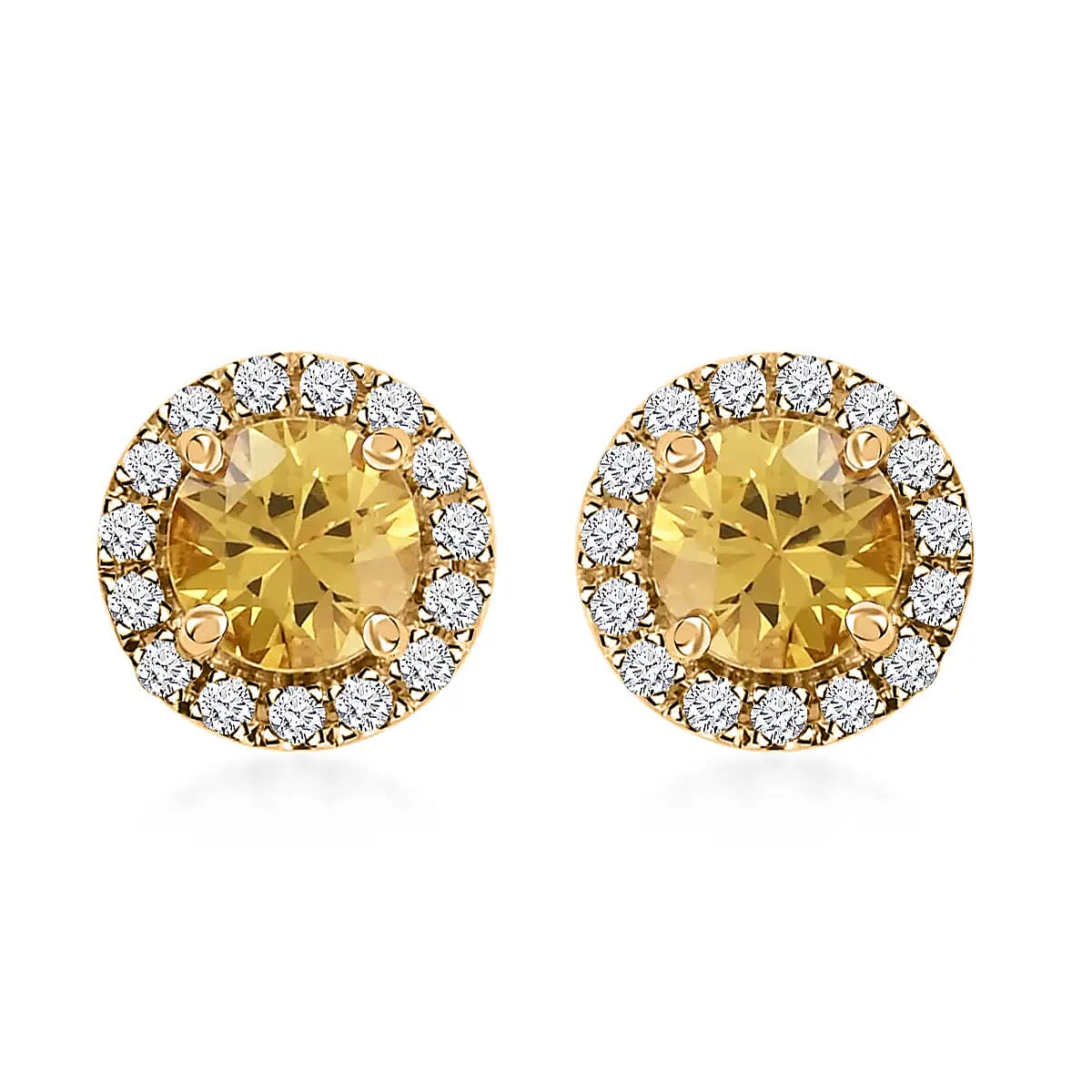 Certified Iliana 18K Yellow Gold AAA Madagascar Yellow Sapphire and Diamond Halo Stud Earrings ,Halo Studs, Yellow SapphireStuds,Yellow Gold Earrings, Diamond Halo Earrings 2.50 ctw