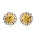 Certified Iliana 18K Yellow Gold AAA Madagascar Yellow Sapphire and Diamond Halo Stud Earrings ,Halo Studs, Yellow SapphireStuds,Yellow Gold Earrings, Diamond Halo Earrings 2.50 ctw - Sticky add to cart bar