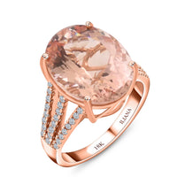Iliana 18K Rose Gold AAA Marropino Morganite, Diamond (G-H, SI) (0.35 cts) Ring (Size 10.0) (5.76 g) 9.00 ctw