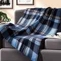 HOMESMART 2 in 1 Blue and Black Plaid Pattern Printed Flannel Blanket (50"x60") Folded into Cushion Cover (14.5"x14.5") - Sticky add to cart bar