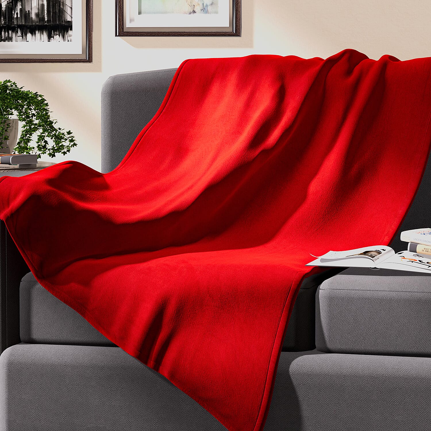 HOMESMART Toreador Solid Coral Fleece Warmth and Soft Blanket (50"x70")