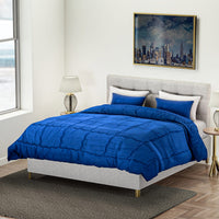 HOMESMART Navy Quilted Pattern Microfiber Comforter (Queen, 90"x88") and Pillow Cover (20"x26")