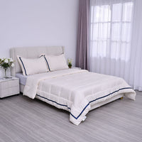 HOMESMART Beige Quilted Pattern Microfiber 3pcs Comforter Set - Queen