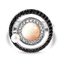 Ethiopian Welo Opal and Multi Gemstone 3.58 ctw Ring in Sterling Silver (Size 5.5)