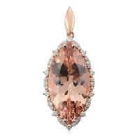 ILIANA 11.80 ctw AAA Marropino Morganite and Diamond G-H SI Pendant in 18K Rose Gold 5 Grams