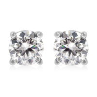 1.50 ctw White Moissanite Solitaire Stud Earrings in Rhodium Over Sterling Silver