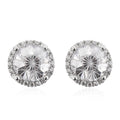LUSTRO STELLA Fire Cracking Cut Finest Pink and White CZ Halo Stud Earrings in Sterling Silver 8.65 ctw - Sticky add to cart bar