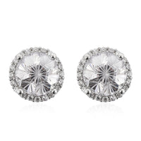 LUSTRO STELLA Fire Cracking Cut Finest Pink and White CZ Halo Stud Earrings in Sterling Silver 8.65 ctw