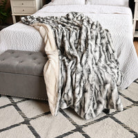 HOMESMART Black and White Cozy Faux Fur Sherpa Blanket (59"x78")