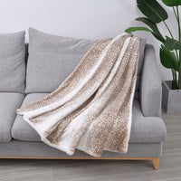 HOMESMART Gradient Stripes and Dots Pattern Faux Fur Sherpa Blanket - Brown (59"x78")