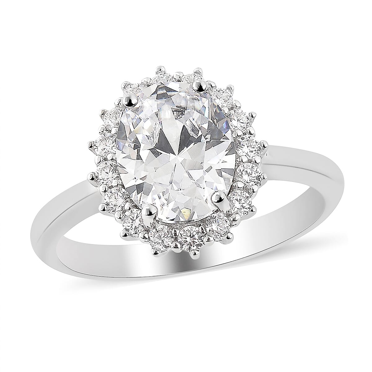 LUSTRO STELLA Finest CZ Halo Ring in Sterling Silver 4.65 ctw