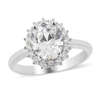 LUSTRO STELLA Finest CZ Halo Ring in Sterling Silver 4.65 ctw
