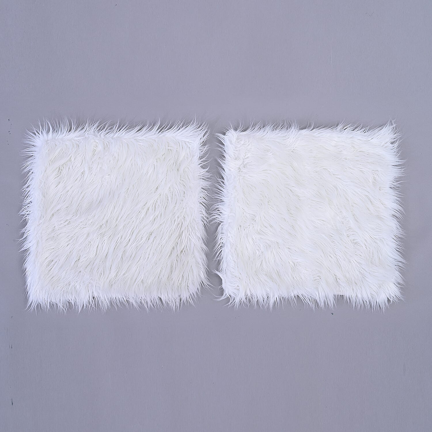 Set of 2 White Faux Fur Cushion Cover (18"x18")