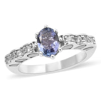 Tanzanite and Multi Gemstone Ring in Rhodium Over Sterling Silver (Size 5.0) 1.40 ctw