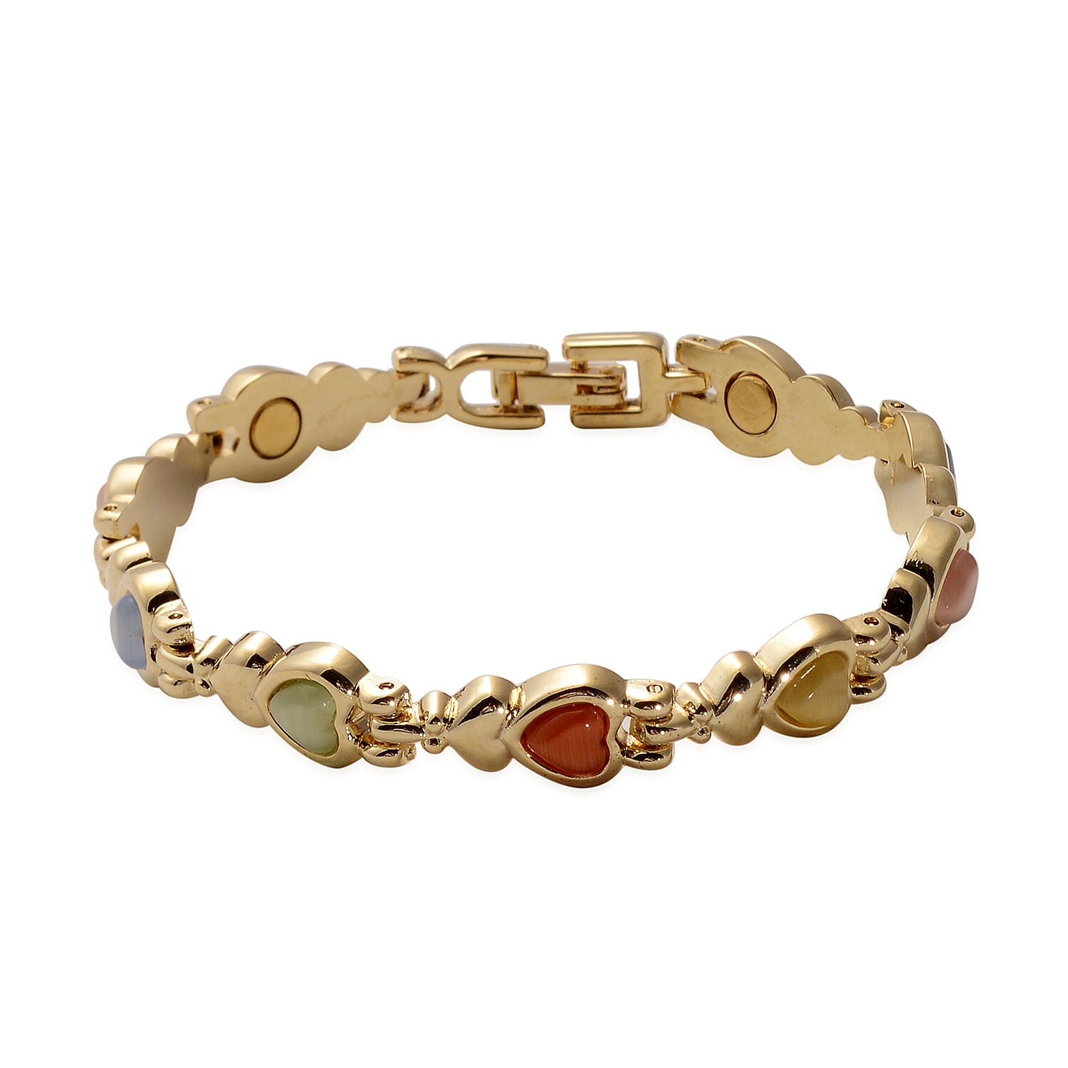 Magnetic By Design Multi Color Cat's Eye Bracelet in Goldtone (7.25 In) 15.00 ctw