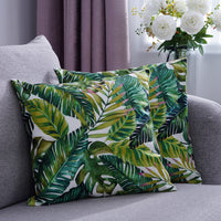 Set of 2 Vibrant Tropical Leaves Pattern Cushion Cover (17"x17") (Polyester)