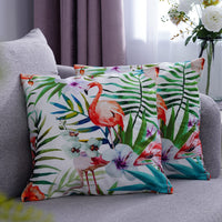 Set of 2 Vibrant Tropical Leaves Pattern Cushion Cover (17"x17") (Polyester)