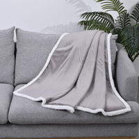 HOMESMART Light Gray Microfiber Flannel with Sherpa Blanket