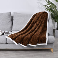 HOMESMART Dark Solid Brown Microfiber Brushed Flannel Sherpa Blanket