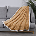 HOMESMART Beige Ribbed Flannel to Sherpa Throw - Sticky add to cart bar