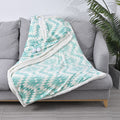 HOMESMART Green Geometrical Print Polyester & Sherpa Hoodie Blanket with Pom Pom (59"x78") - Sticky add to cart bar