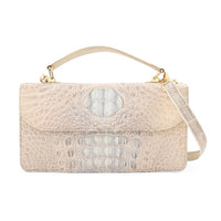 Grand Pelle Natural Genuine Crocodile Leather Crossbody Bag (10.62"x5.9"x3.54") with Detachable Shoulder Strap