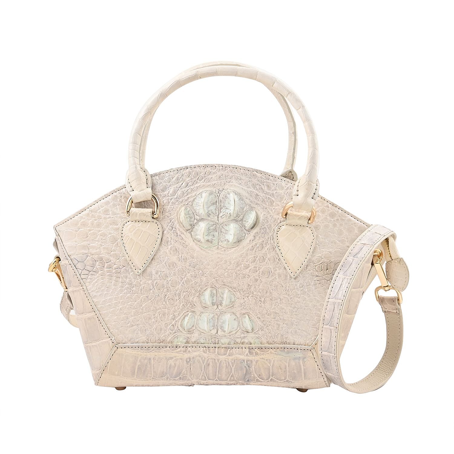 Grand Pelle Natural Genuine Crocodile Leather Handbag (12.6"x8.3"x5.5")