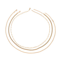 Set of 3 Double Woven, Beaded and Paper Clip Necklace (20-22 Inches) in ION Plated YG Stainless Steel