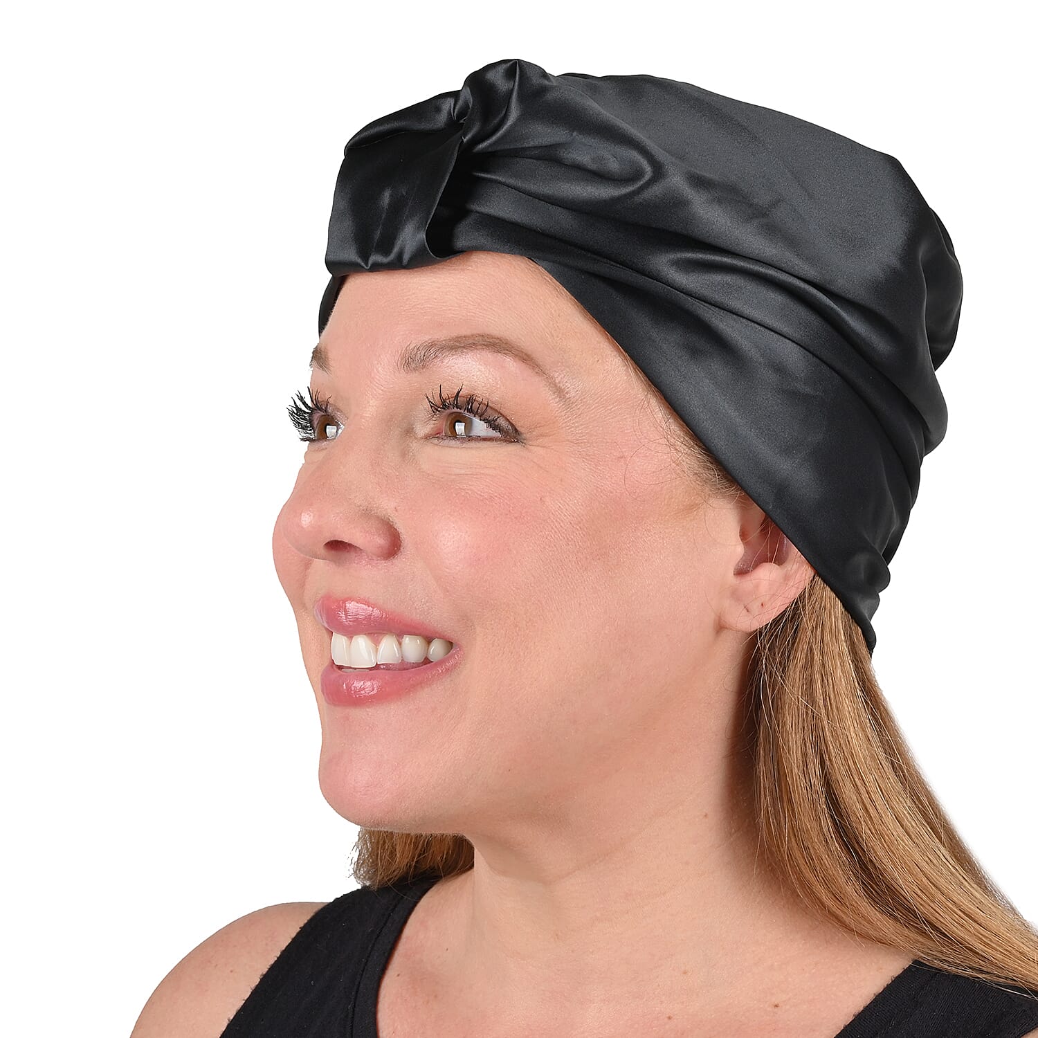Black 100% Mulberry Silk Turban