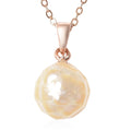 Peach Edison Pearl and Diamond Accent Pendant Necklace 18 Inches in Vermeil Rose Gold Over Sterling Silver 8.26 ctw - Sticky add to cart bar