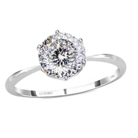 10K White Gold 129 Facet Moissanite (Rnd 8 mm) Solitaire Ring 1.90 ctw